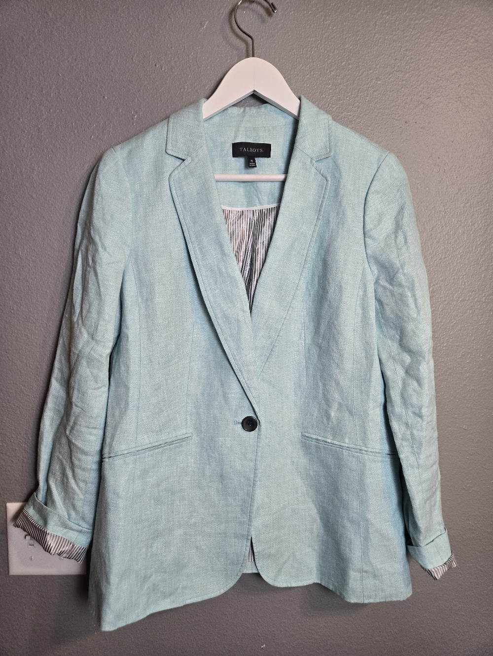 Talbots Light Blue / Aqua Linen Blazer